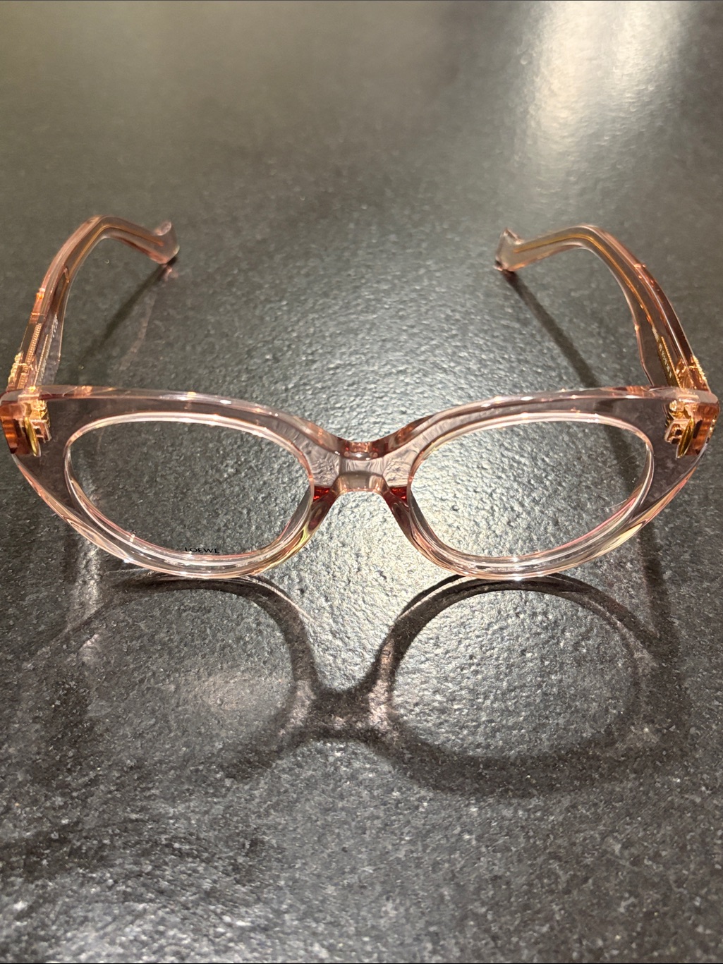 Loewe Pink Transparent Round Frame Glasses